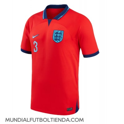 Camiseta Inglaterra Luke Shaw #3 Segunda Equipación Replica Mundial 2022 mangas cortas
